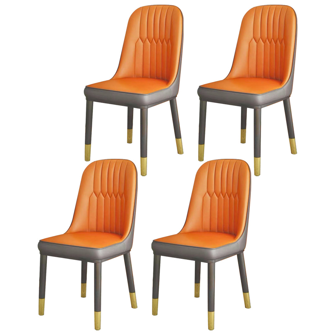 Silla lateral casera escandinava Silla de comedor tapizada de metal con respaldo sólido