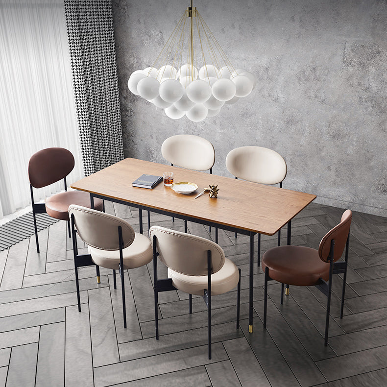 Hedendaagse stijl Open achterkant Dining zijstoel gestoffeerde armloze zijstoelen (set van 2)