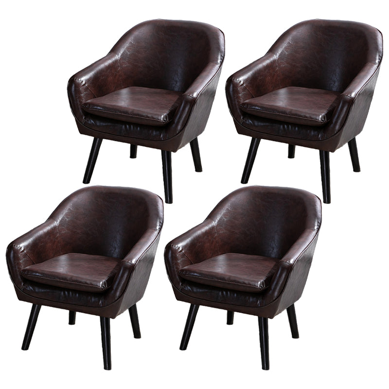 Contemporary Style Upholstered Arm Chair Solid Back Dining Side Chairs for Home Use