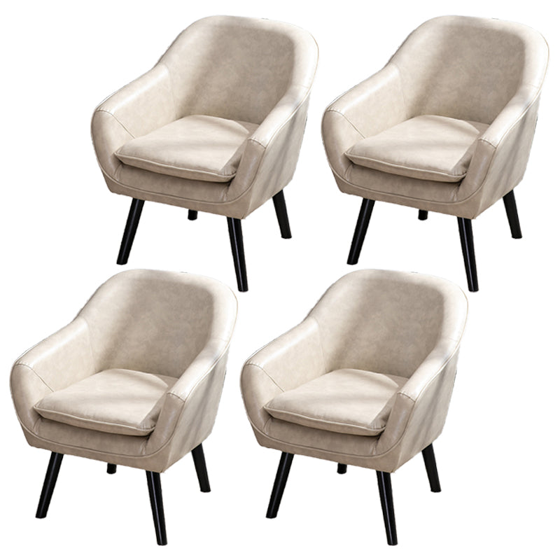 Contemporary Style Upholstered Arm Chair Solid Back Dining Side Chairs for Home Use