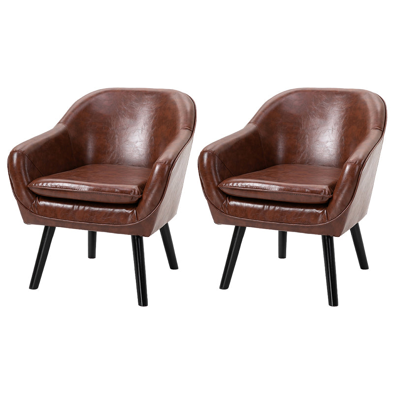 Contemporary Style Upholstered Arm Chair Solid Back Dining Side Chairs for Home Use