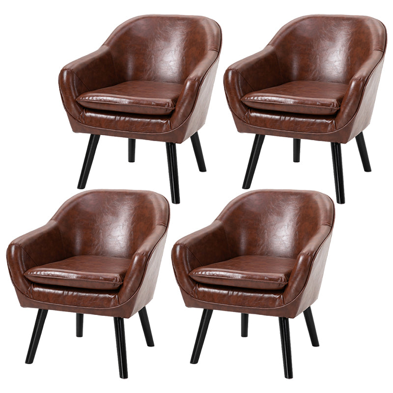 Contemporary Style Upholstered Arm Chair Solid Back Dining Side Chairs for Home Use