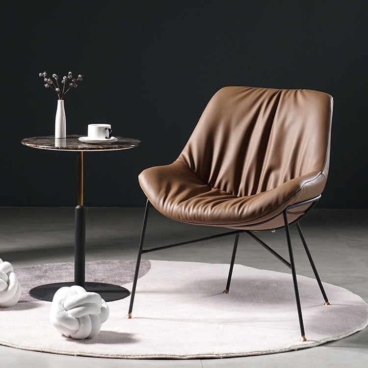 Chaise en cuir de style contemporain, chaise sans accoudoirs avec pieds en métal pour cuisine
