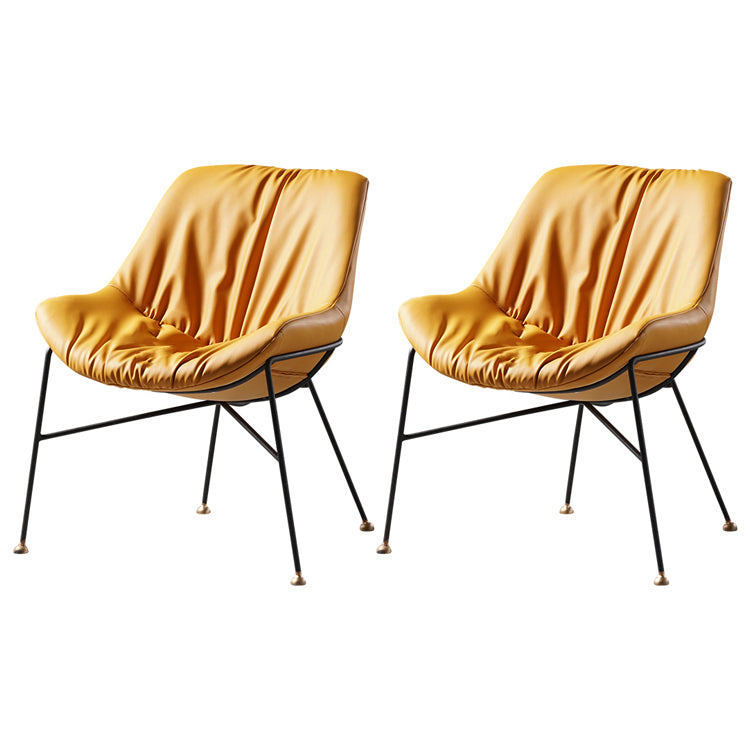 Chaise en cuir de style contemporain, chaise sans accoudoirs avec pieds en métal pour cuisine