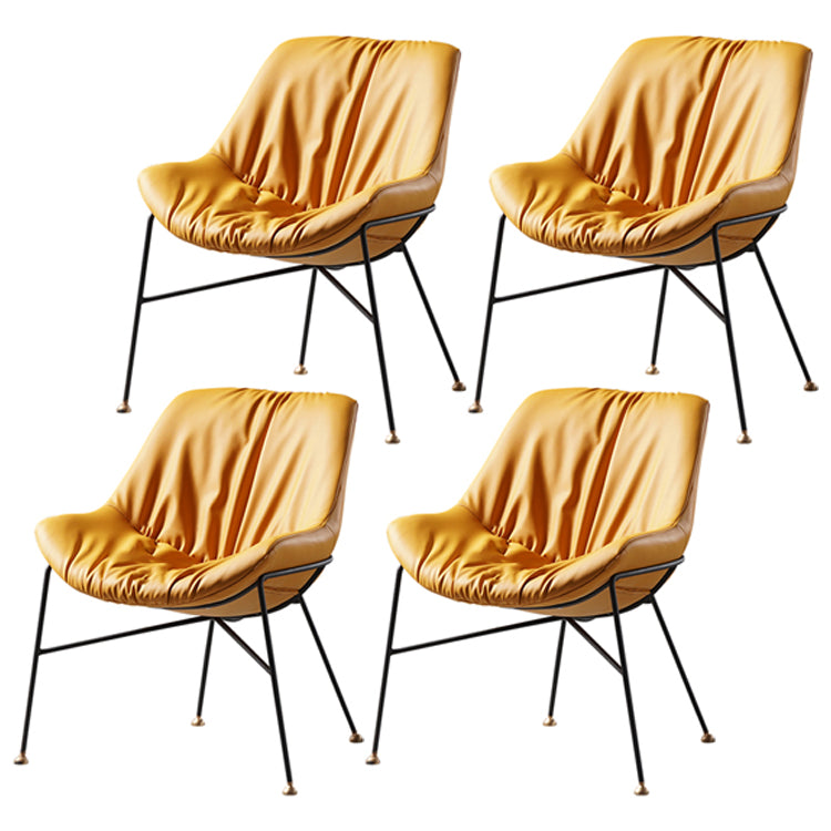 Chaise en cuir de style contemporain, chaise sans accoudoirs avec pieds en métal pour cuisine