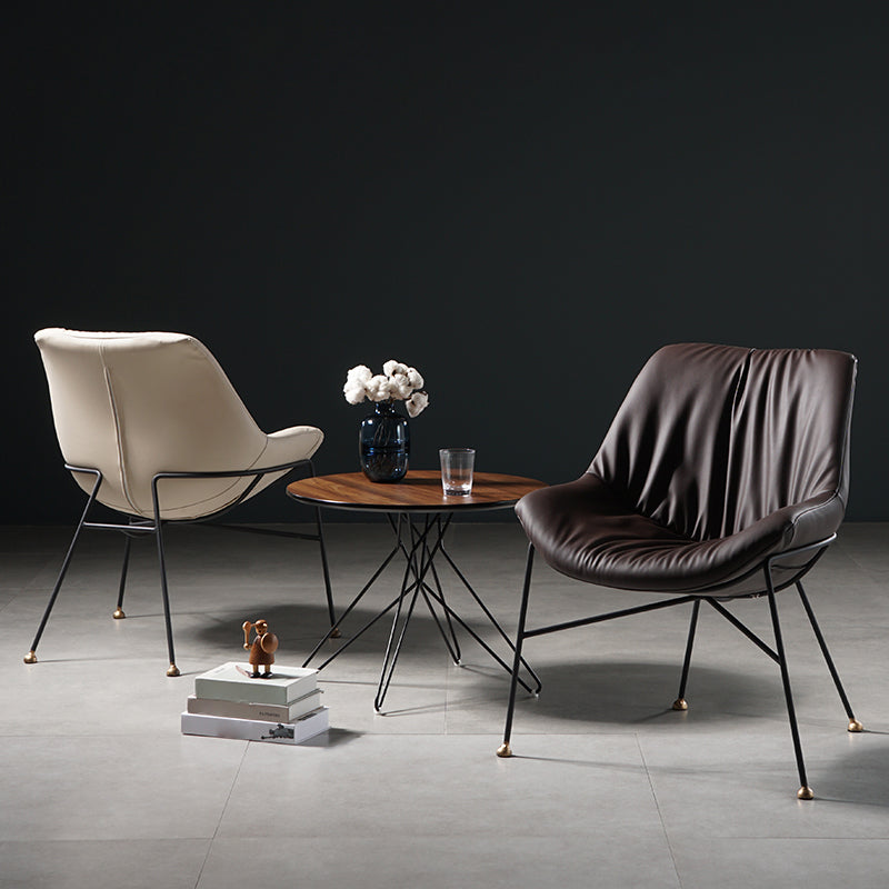 Chaise en cuir de style contemporain, chaise sans accoudoirs avec pieds en métal pour cuisine