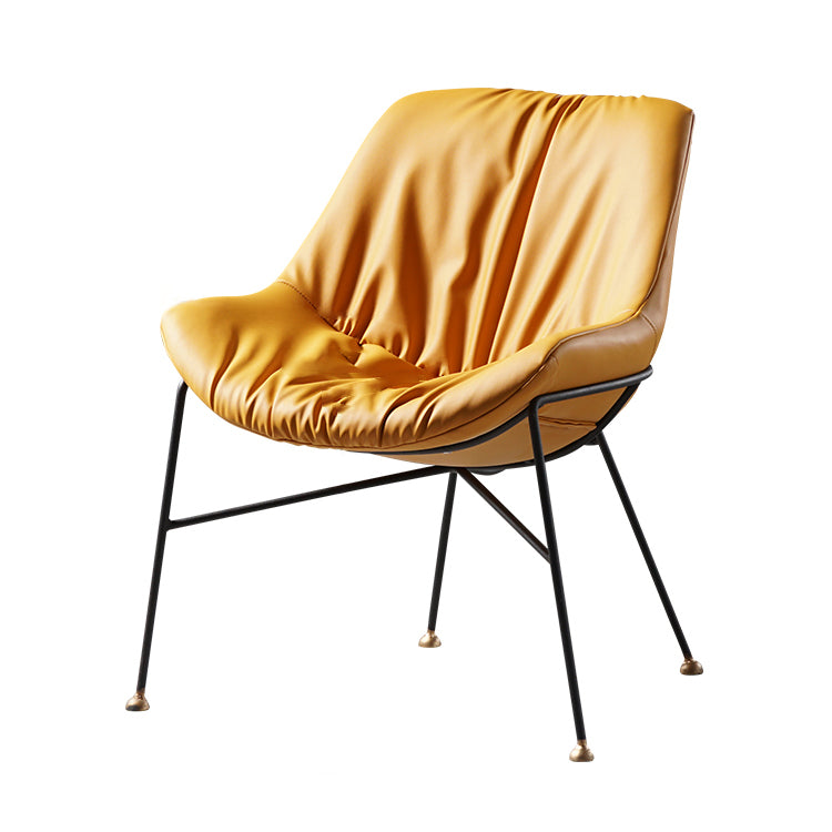 Chaise en cuir de style contemporain, chaise sans accoudoirs avec pieds en métal pour cuisine