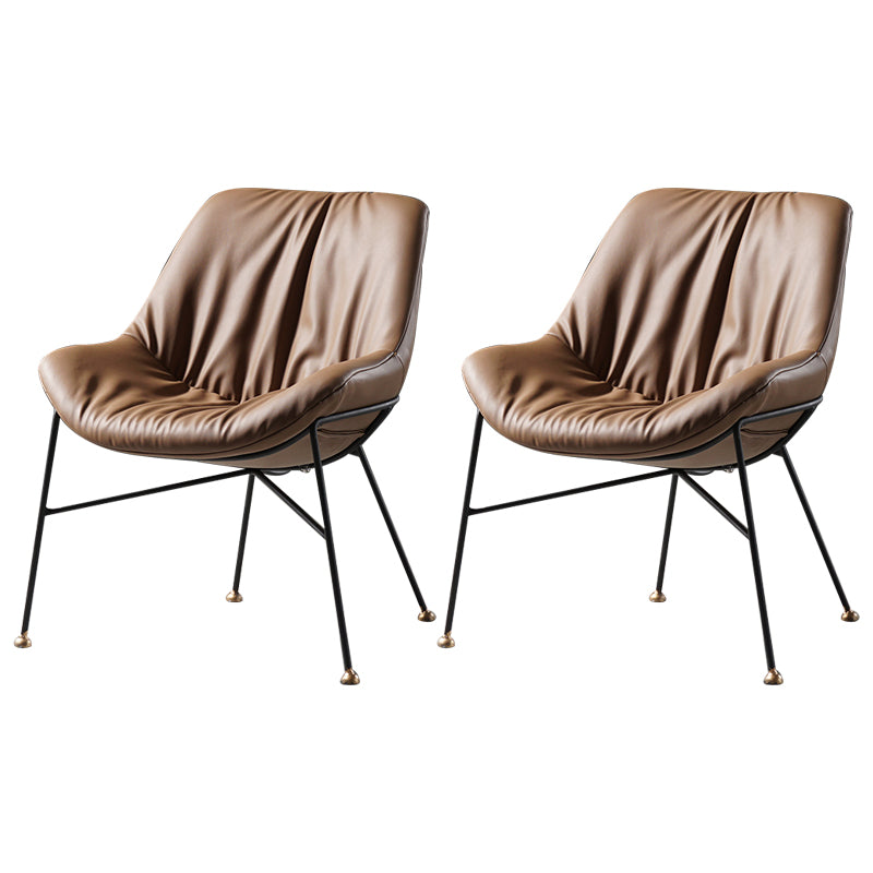 Chaise en cuir de style contemporain, chaise sans accoudoirs avec pieds en métal pour cuisine
