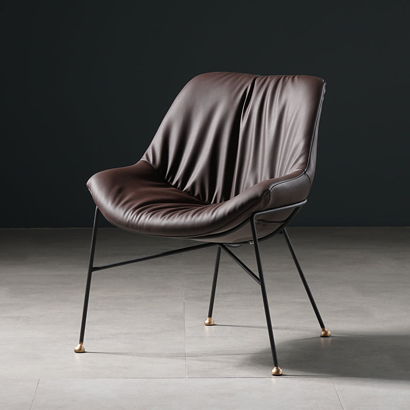 Chaise en cuir de style contemporain, chaise sans accoudoirs avec pieds en métal pour cuisine