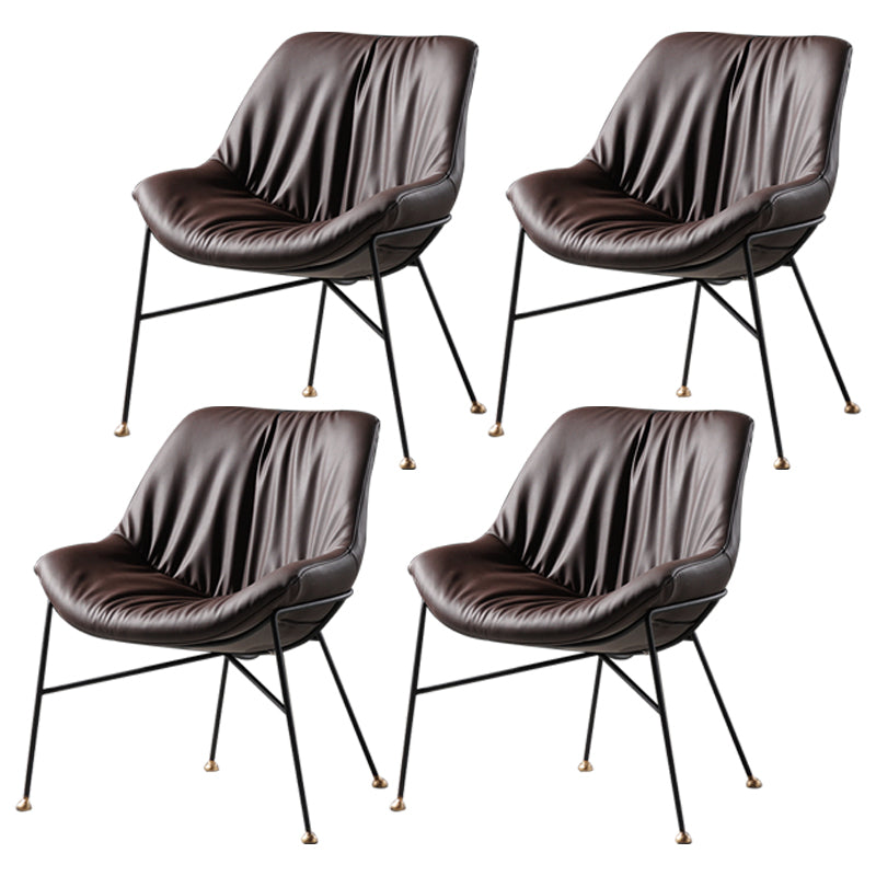 Chaise en cuir de style contemporain, chaise sans accoudoirs avec pieds en métal pour cuisine