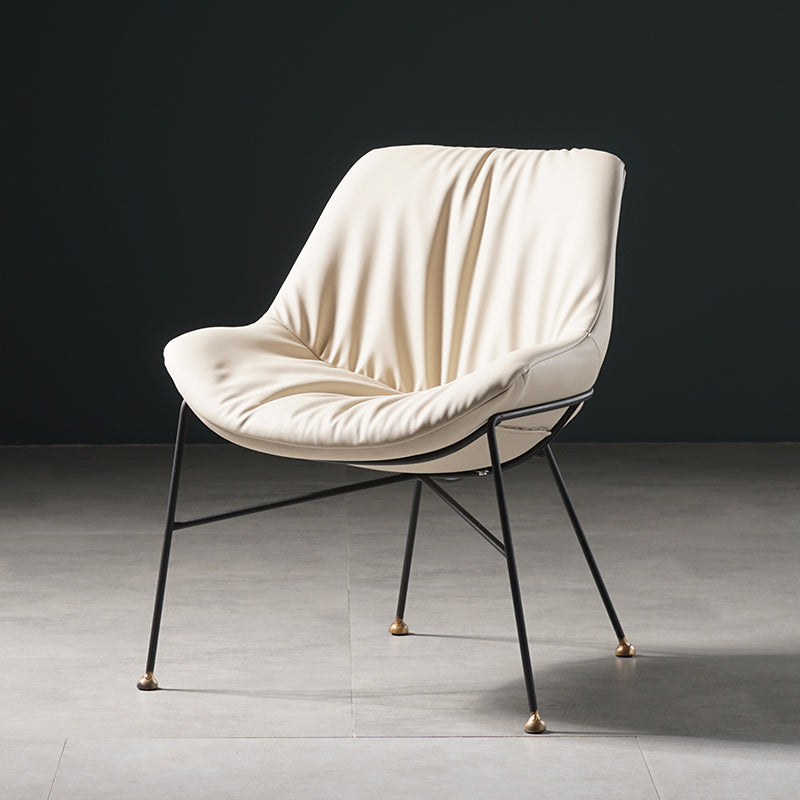 Chaise en cuir de style contemporain, chaise sans accoudoirs avec pieds en métal pour cuisine