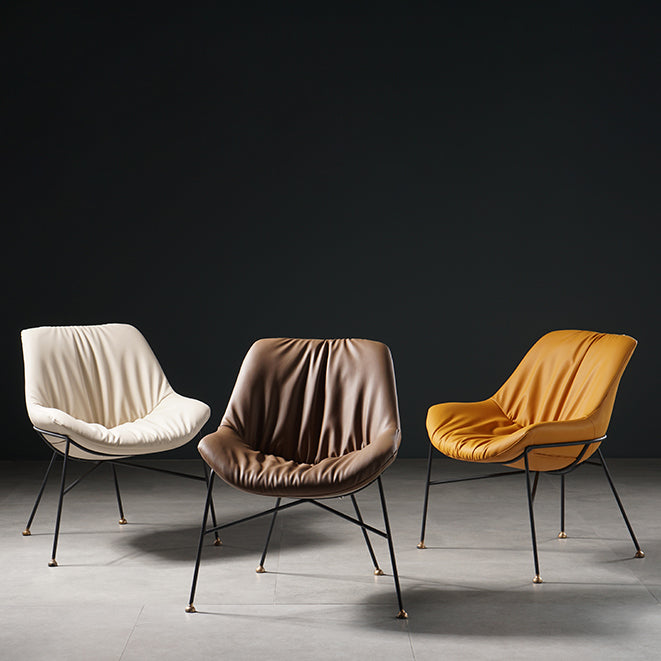 Chaise en cuir de style contemporain, chaise sans accoudoirs avec pieds en métal pour cuisine