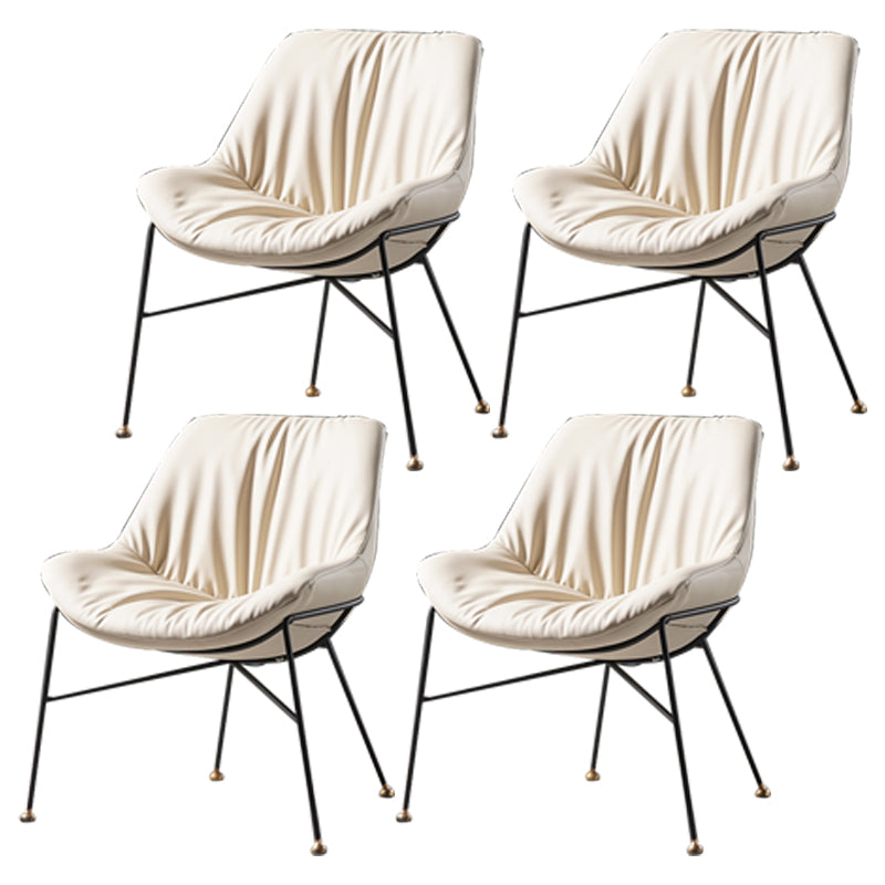Chaise en cuir de style contemporain, chaise sans accoudoirs avec pieds en métal pour cuisine
