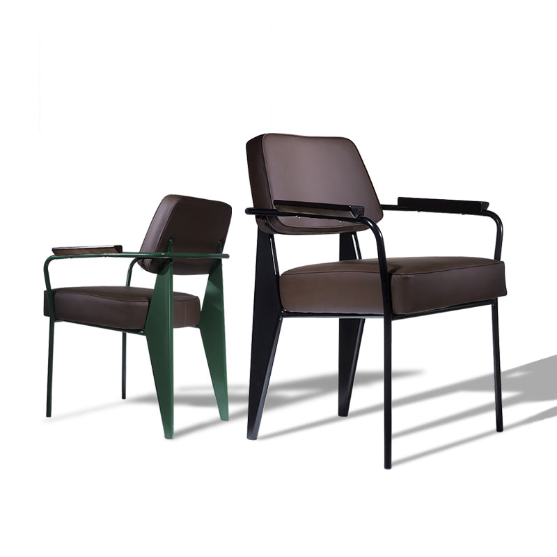 Scandinavian Home Arm Chair Open Back Upholstered Metal Dining Room Chair
