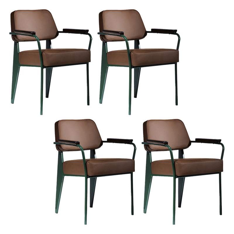 Scandinavian Home Arm Chair Open Back Upholstered Metal Dining Room Chair