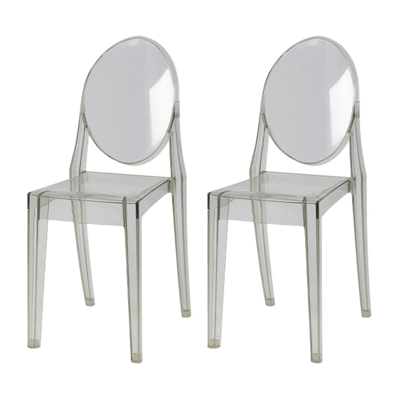 Scandinavian Style Plastic Chair Set Kitchen Dining Room Open Back Side Chairs