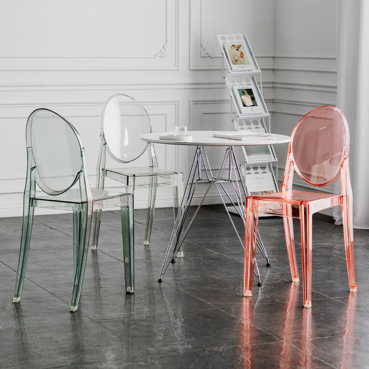 Scandinavian Style Plastic Chair Set Kitchen Dining Room Open Back Side Chairs