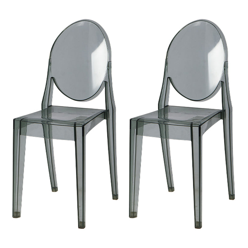 Scandinavian Style Plastic Chair Set Kitchen Dining Room Open Back Side Chairs