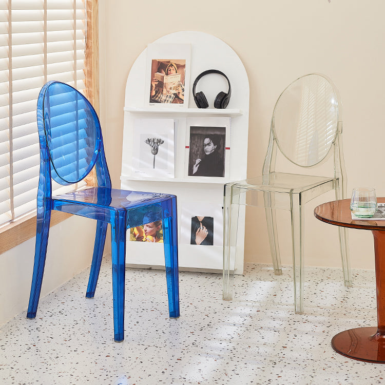 Scandinavian Style Plastic Chair Set Kitchen Dining Room Open Back Side Chairs