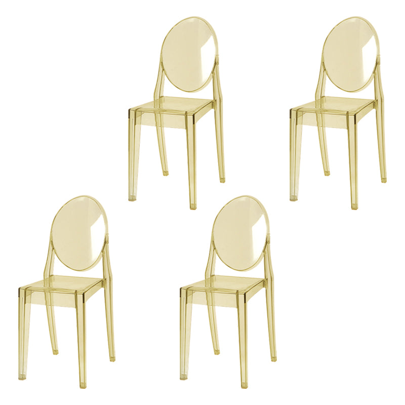 Scandinavian Style Plastic Chair Set Kitchen Dining Room Open Back Side Chairs