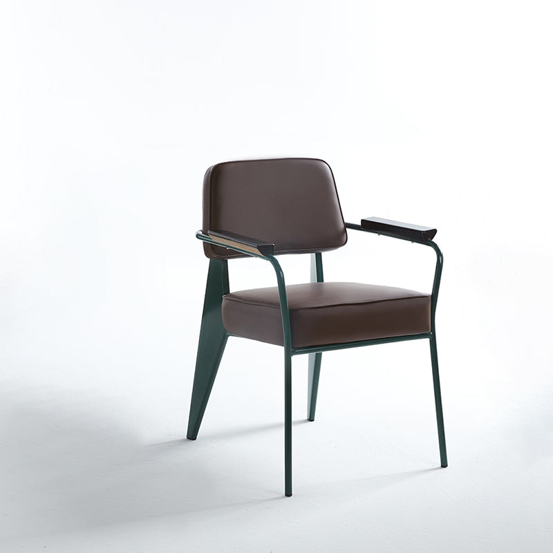 Scandinavian Home Arm Chair Open Back Metal Upholstered Dining Room Chair