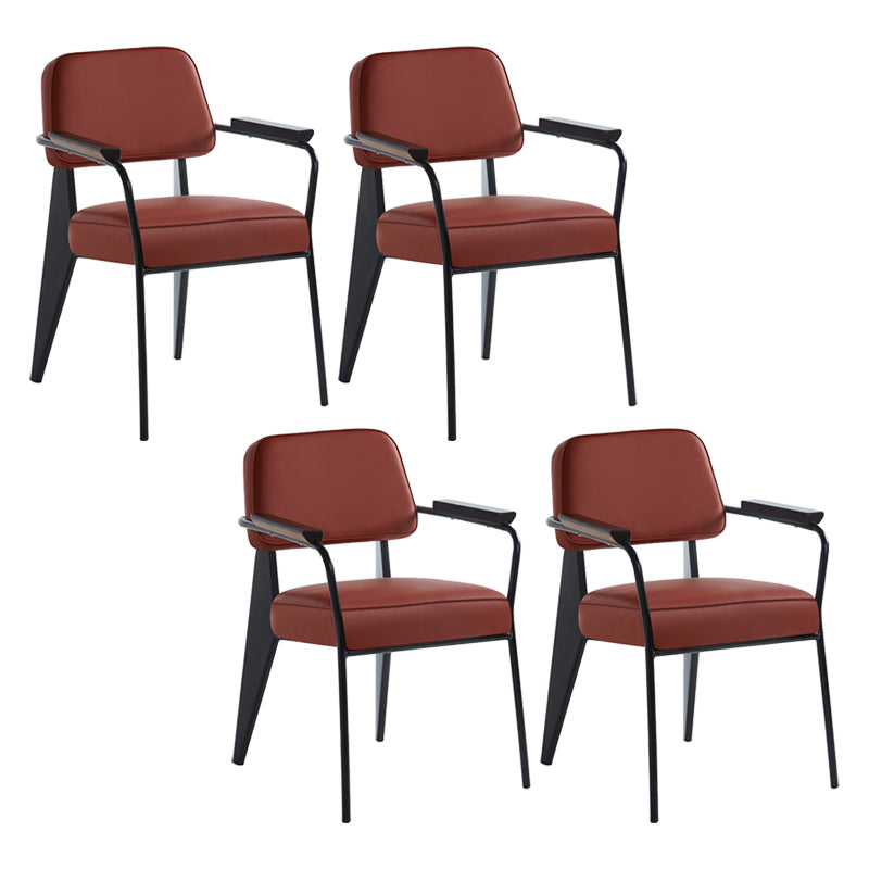Scandinavian Home Arm Chair Open Back Metal Upholstered Dining Room Chair