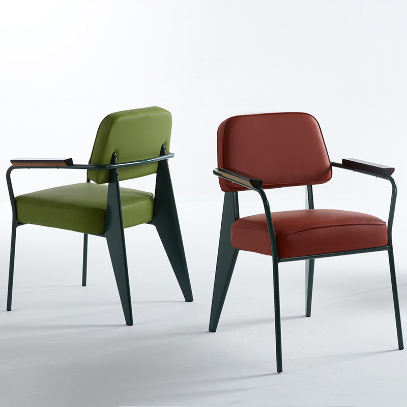 Scandinavian Home Arm Chair Open Back Metal Upholstered Dining Room Chair