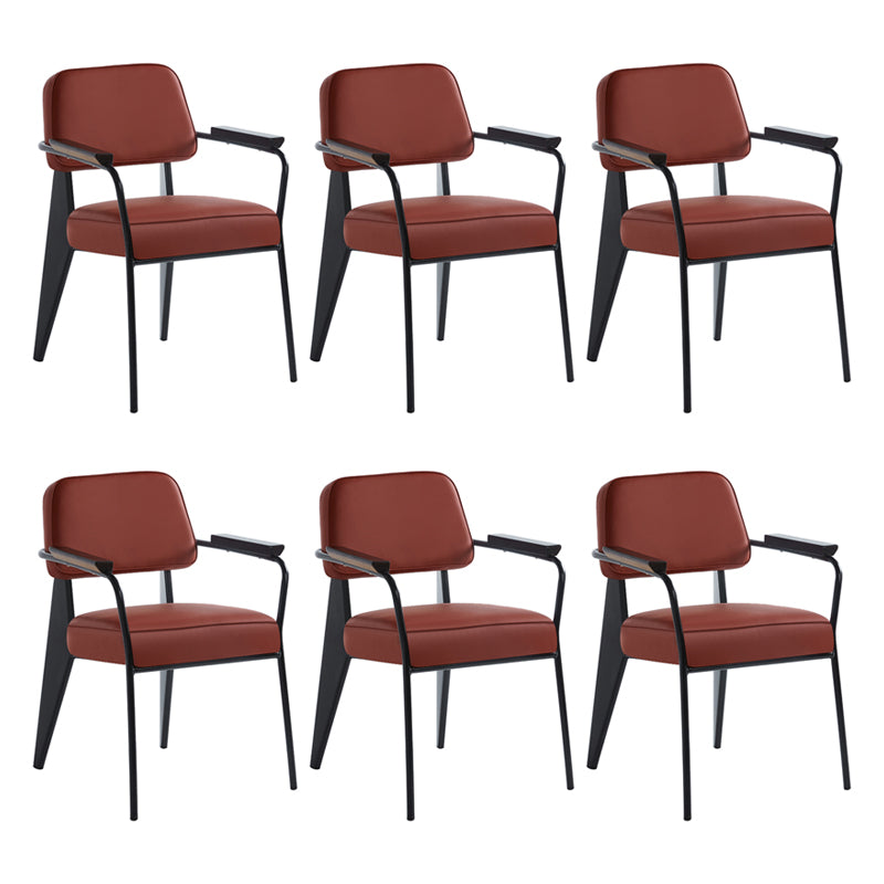 Scandinavian Home Arm Chair Open Back Metal Upholstered Dining Room Chair