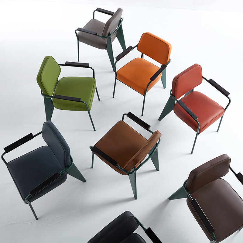 Scandinavian Home Arm Chair Open Back Metal Upholstered Dining Room Chair