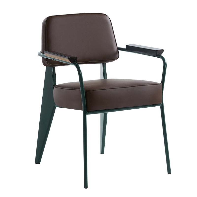 Scandinavian Home Arm Chair Open Back Metal Upholstered Dining Room Chair