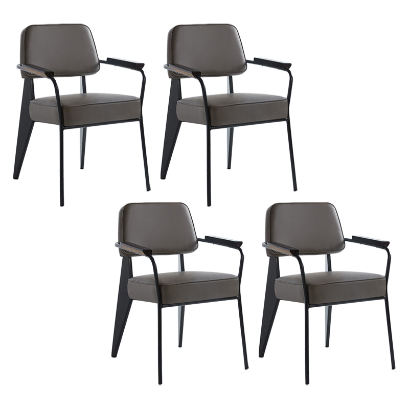 Scandinavian Home Arm Chair Open Back Metal Upholstered Dining Room Chair