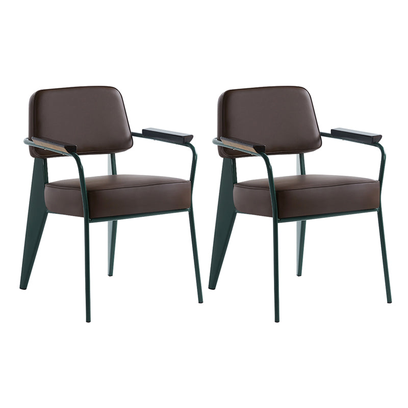 Scandinavian Home Arm Chair Open Back Metal Upholstered Dining Room Chair