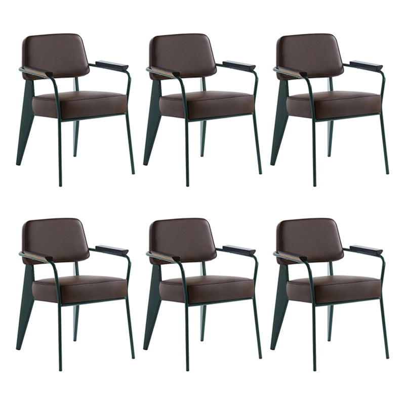 Scandinavian Home Arm Chair Open Back Metal Upholstered Dining Room Chair
