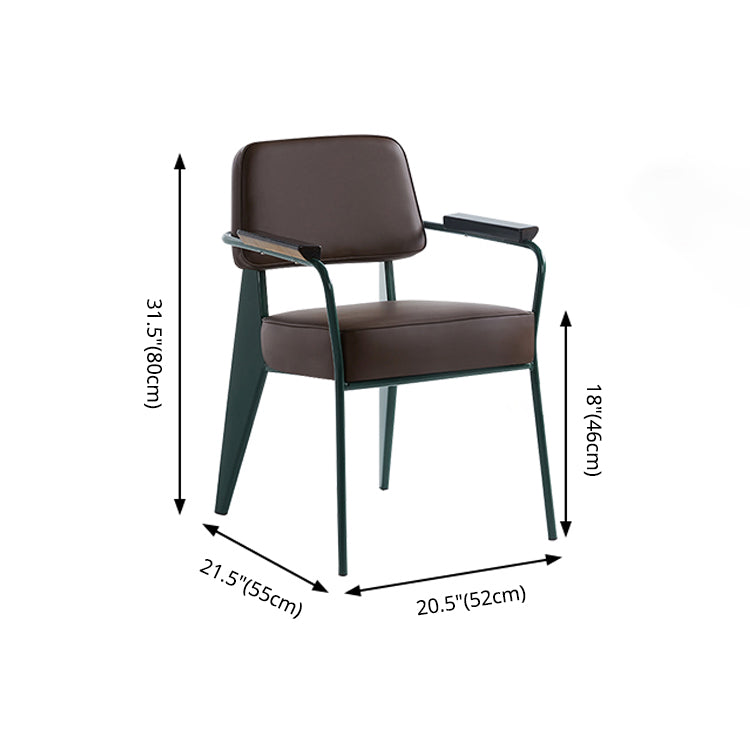Scandinavian Home Arm Chair Open Back Metal Upholstered Dining Room Chair