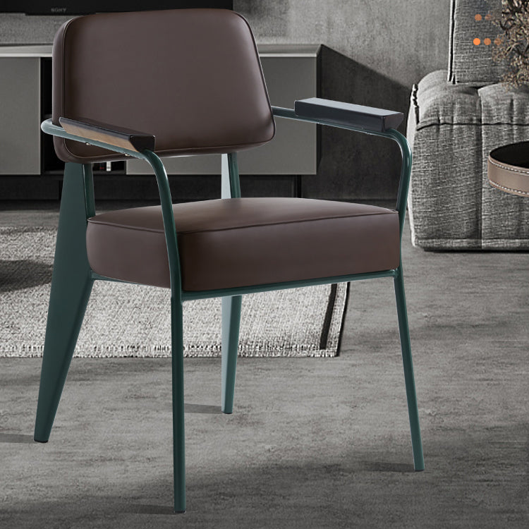 Scandinavian Home Arm Chair Open Back Metal Upholstered Dining Room Chair