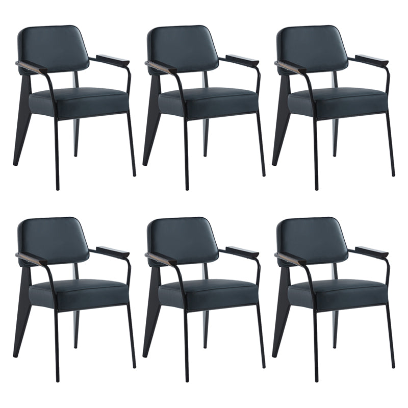 Scandinavian Home Arm Chair Open Back Metal Upholstered Dining Room Chair