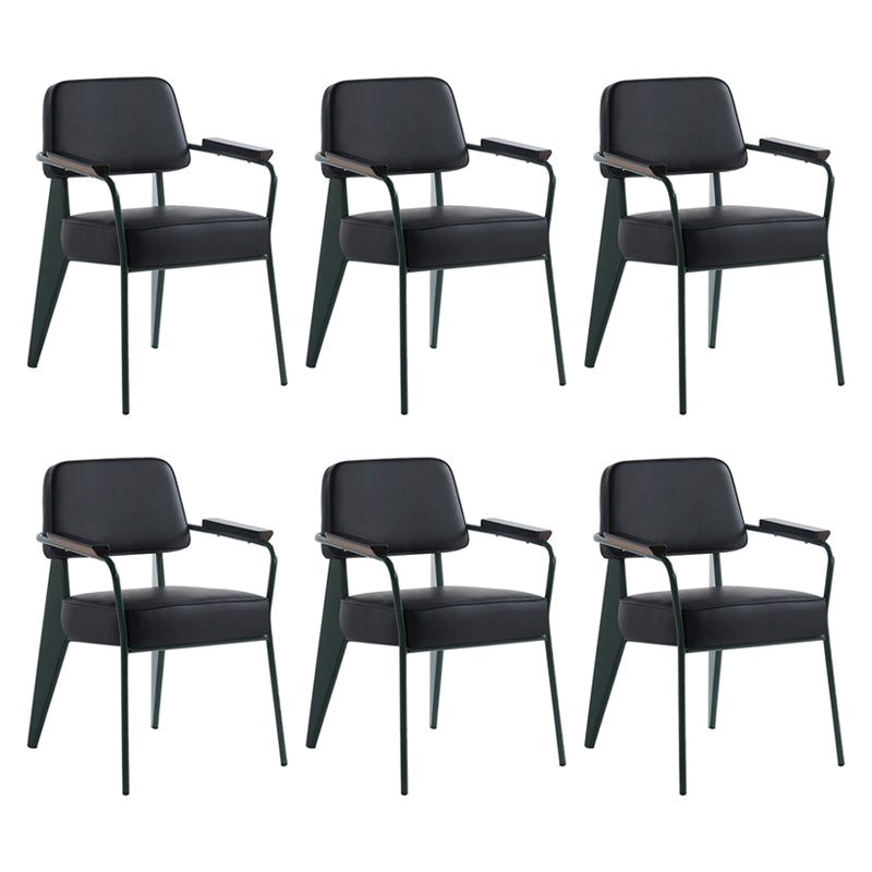 Scandinavian Home Arm Chair Open Back Metal Upholstered Dining Room Chair