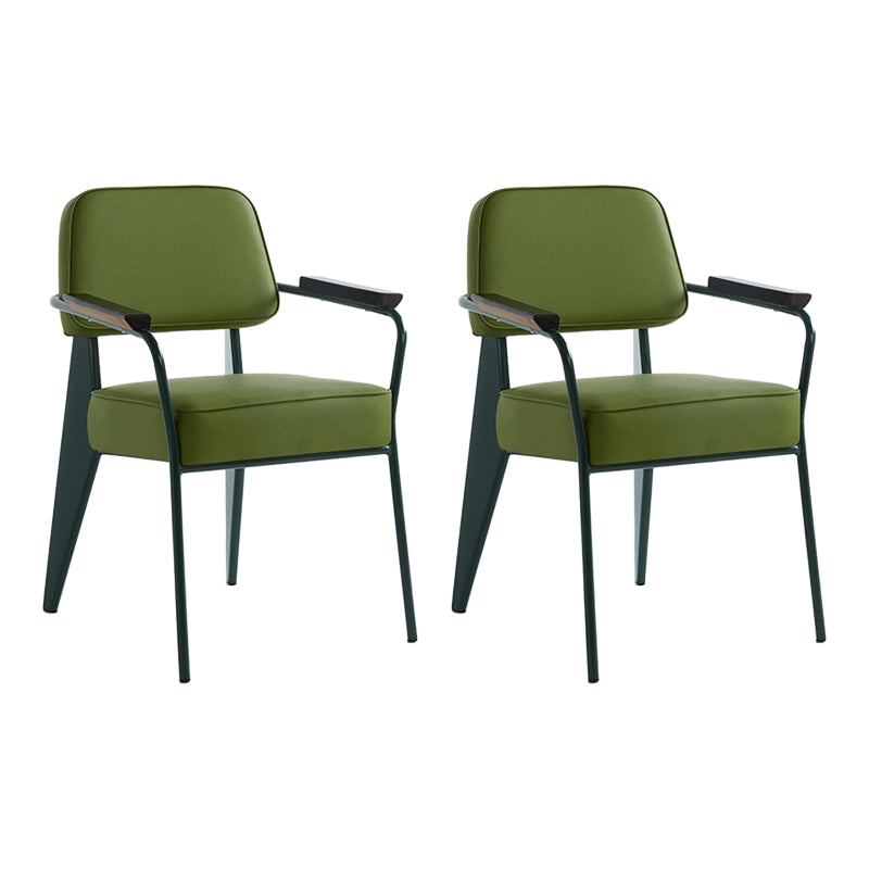 Scandinavian Home Arm Chair Open Back Metal Upholstered Dining Room Chair