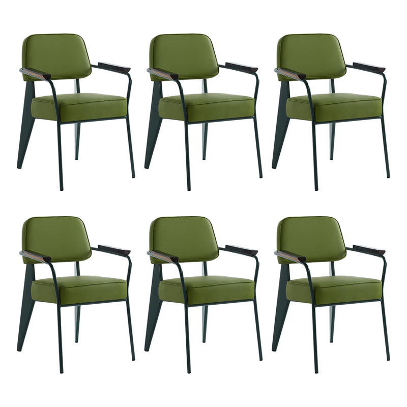 Scandinavian Home Arm Chair Open Back Metal Upholstered Dining Room Chair