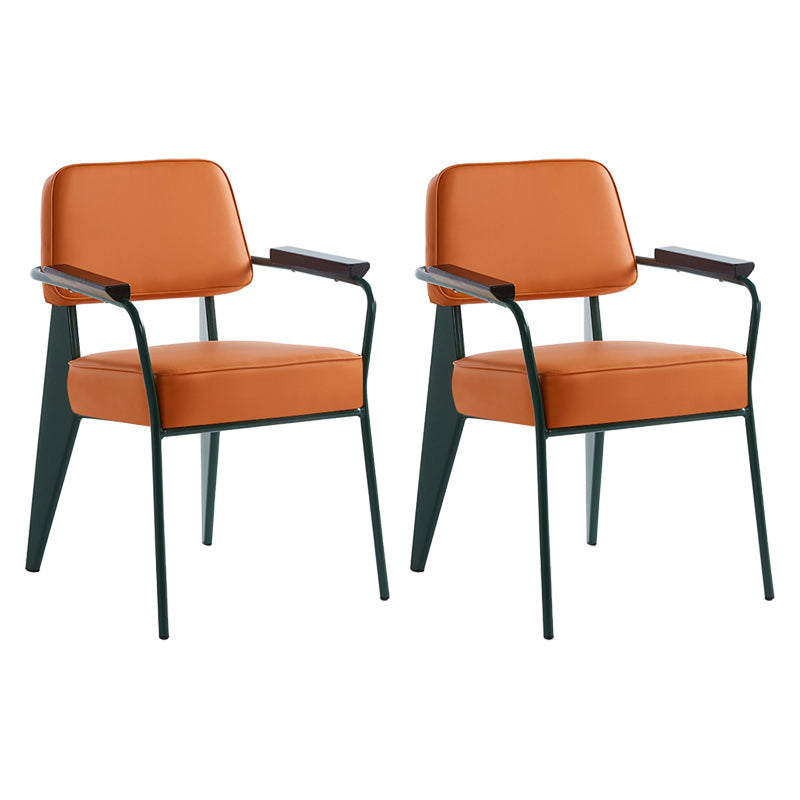 Scandinavian Home Arm Chair Open Back Metal Upholstered Dining Room Chair