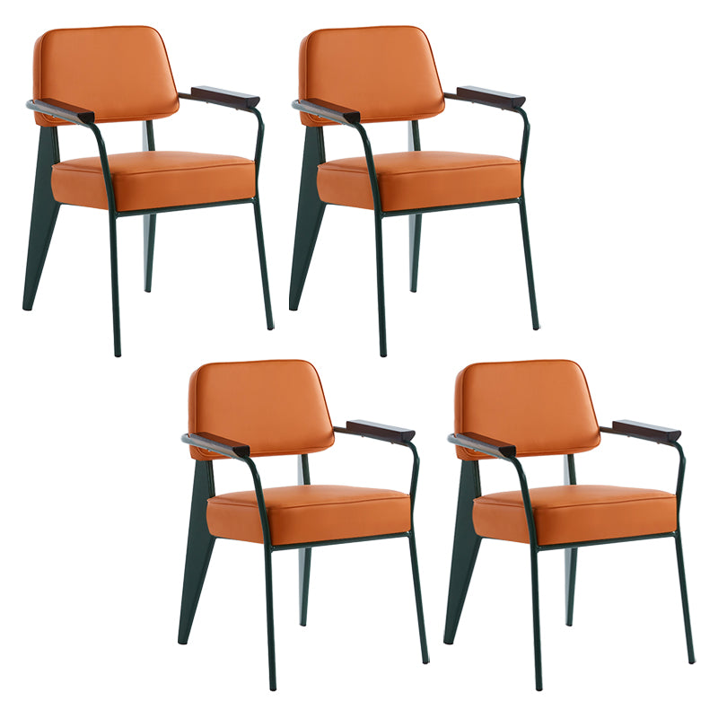 Scandinavian Home Arm Chair Open Back Metal Upholstered Dining Room Chair