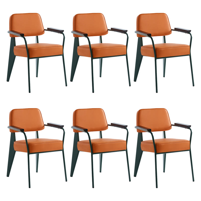 Scandinavian Home Arm Chair Open Back Metal Upholstered Dining Room Chair