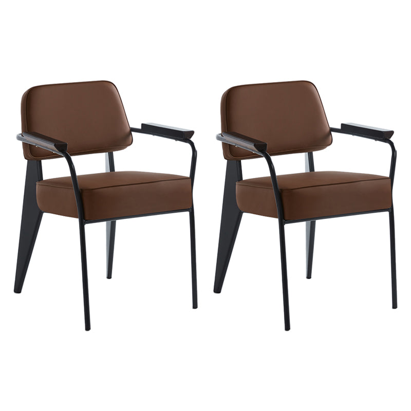 Scandinavian Home Arm Chair Open Back Metal Upholstered Dining Room Chair