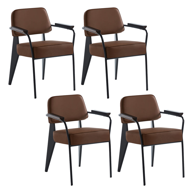 Scandinavian Home Arm Chair Open Back Metal Upholstered Dining Room Chair