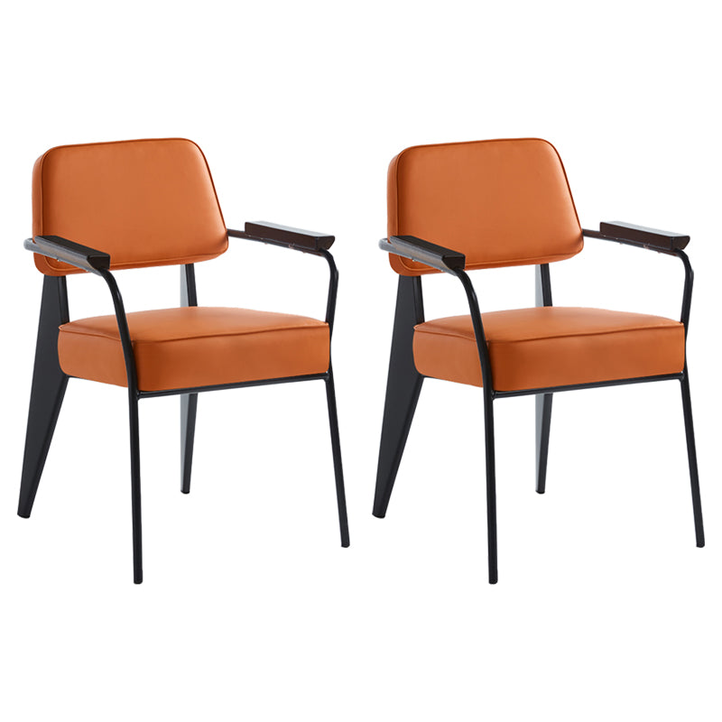 Scandinavian Home Arm Chair Open Back Metal Upholstered Dining Room Chair
