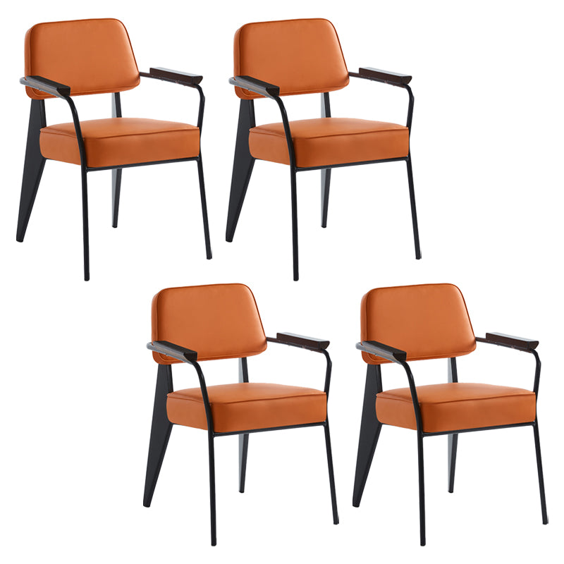 Scandinavian Home Arm Chair Open Back Metal Upholstered Dining Room Chair