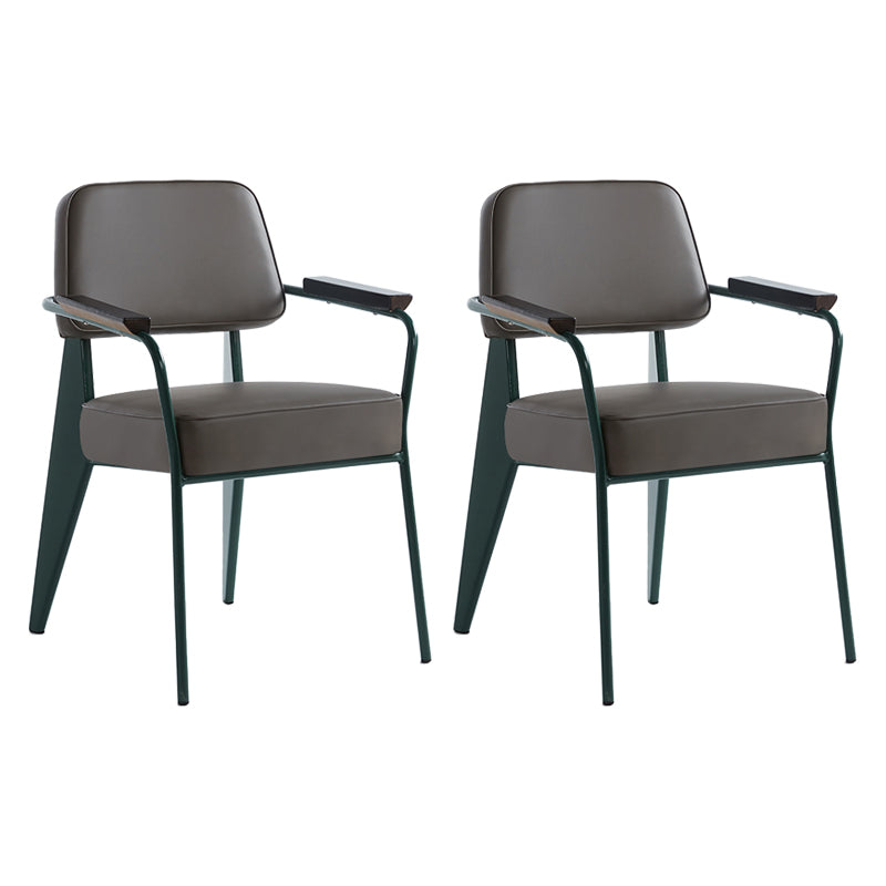 Scandinavian Home Arm Chair Open Back Metal Upholstered Dining Room Chair