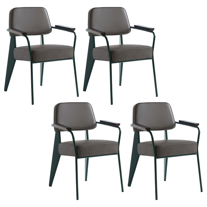 Scandinavian Home Arm Chair Open Back Metal Upholstered Dining Room Chair
