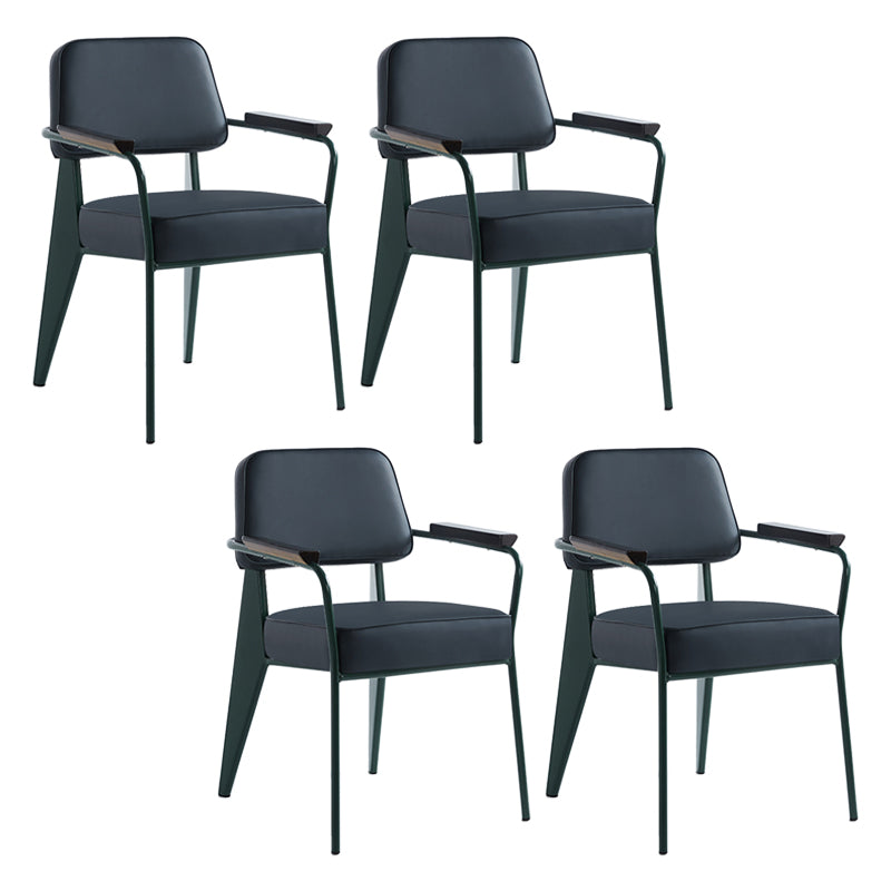 Scandinavian Home Arm Chair Open Back Metal Upholstered Dining Room Chair