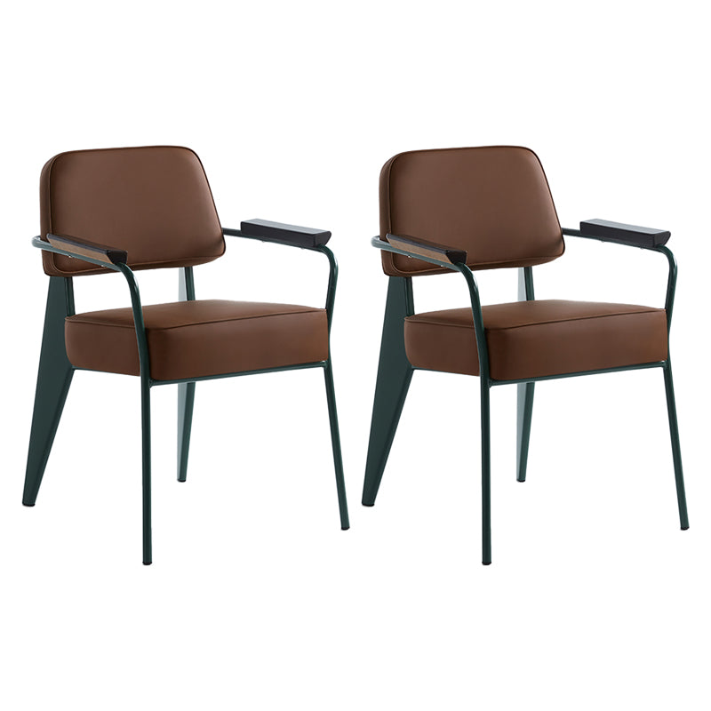 Scandinavian Home Arm Chair Open Back Metal Upholstered Dining Room Chair